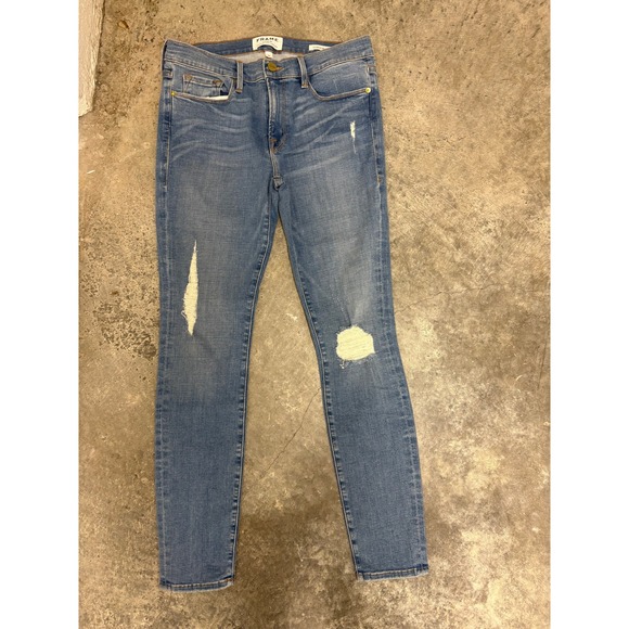 FRAME Denim Le Skinny de Jeanne Distressed Jeans Size 30 - Picture 1 of 3